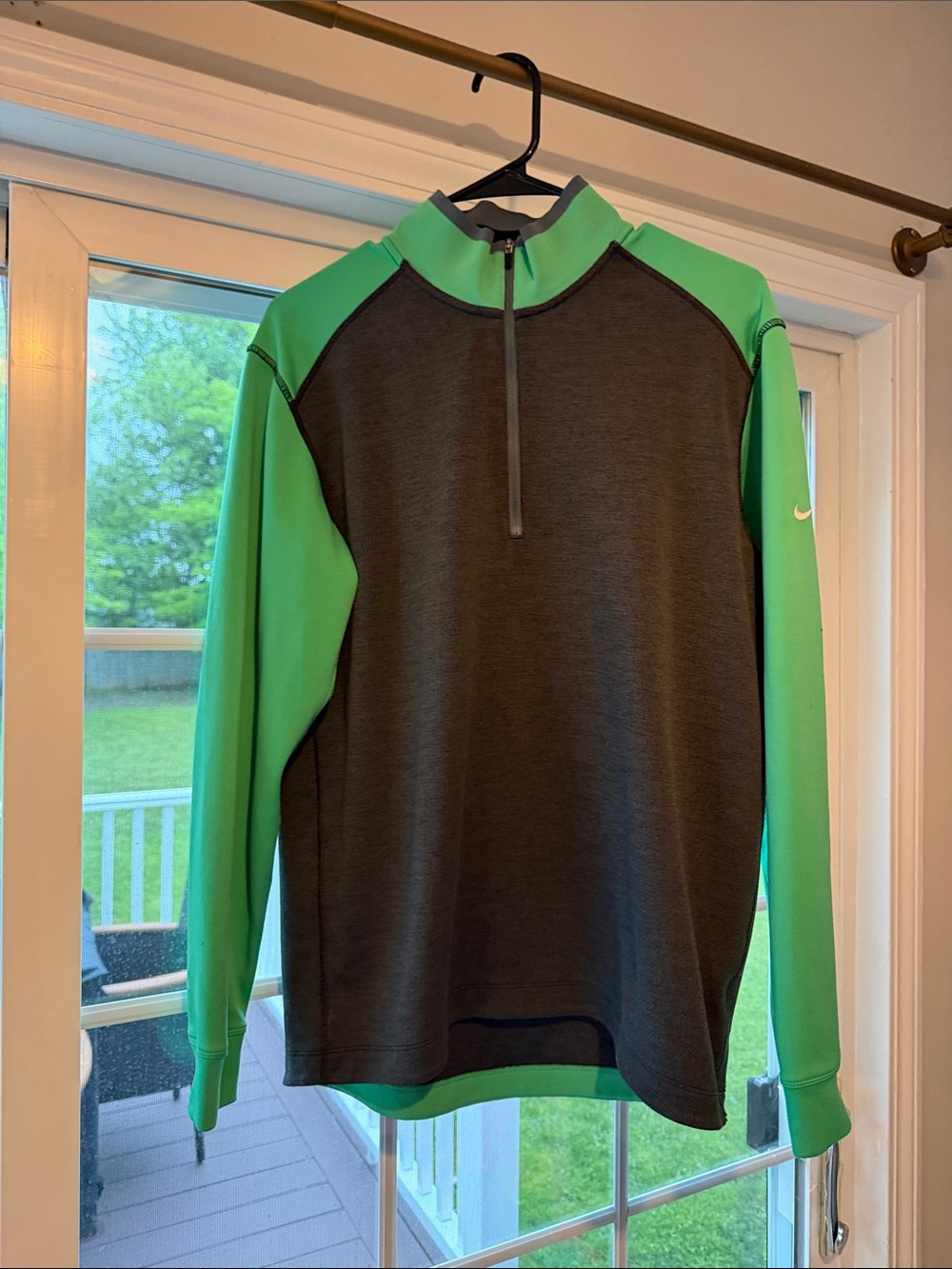 Nike Black and Green Half-Zip Pullover